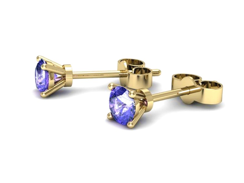Złote kolczyki żółte złoto z tanzanitami - k16312zt — zdjęcie 3