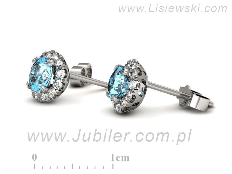 Złote kolczyki z topazami białe złoto - k16316btp — zdjęcie 3