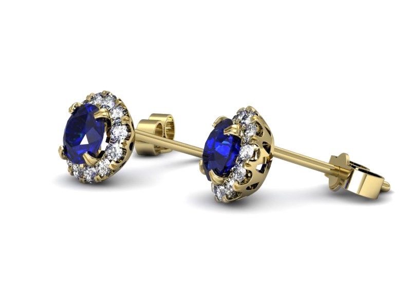 Kolczyki z szafirami żółte złoto i brylantami - k16316zszc — zdjęcie 3