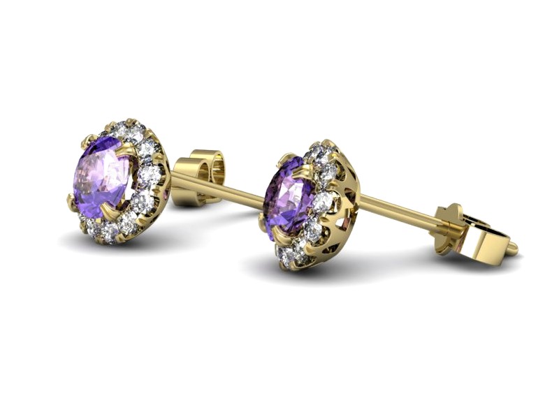Kolczyki z tanzanitami i brylantami żółte złoto - k16316zt — zdjęcie 3