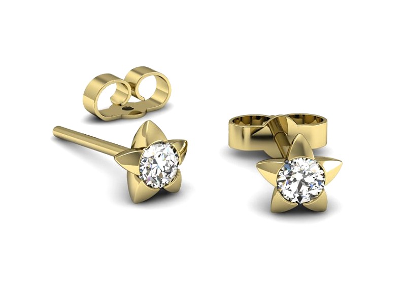 Złote kolczyki z brylantami żółte złoto - k16361z — zdjęcie 2