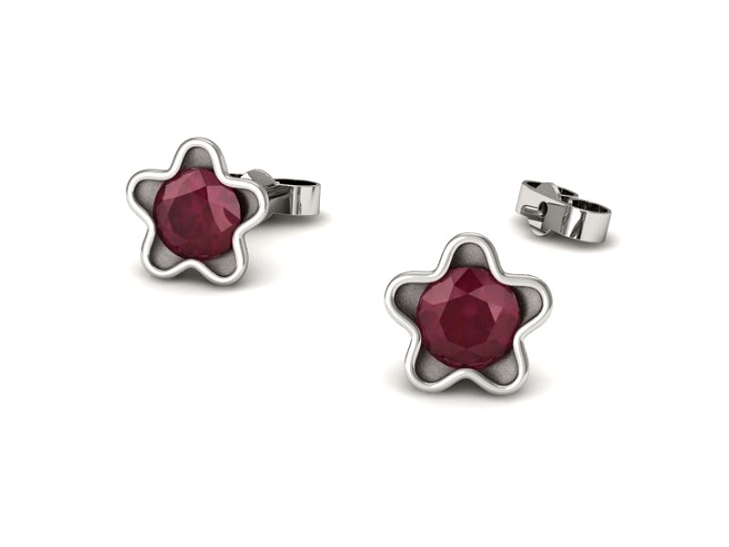 Złote kolczyki z rubinami białe złoto - k16386br — zdjęcie 3