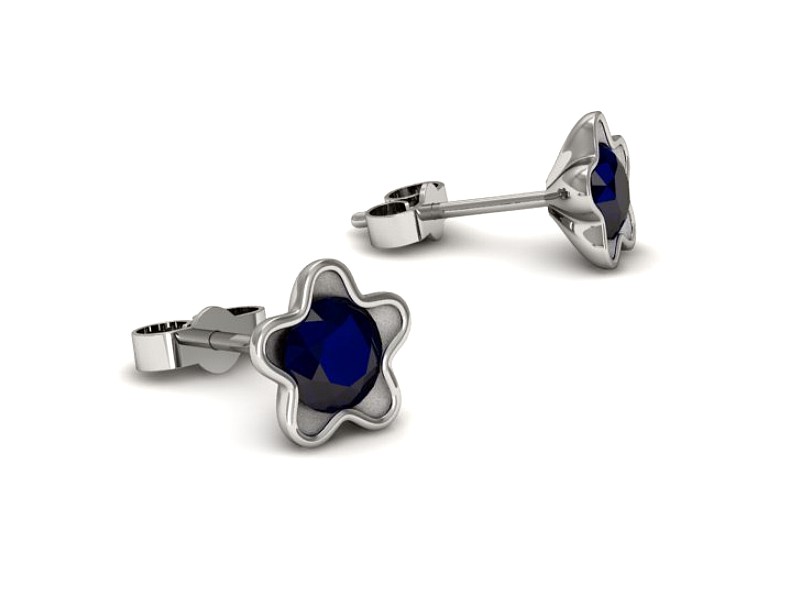 Złote kolczyki z szafirami białe złoto - k16386bsz — zdjęcie 2