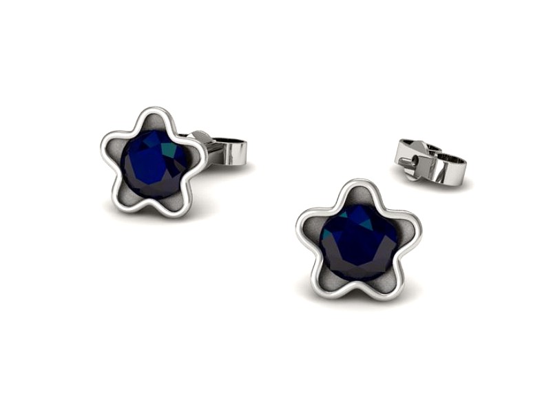 Złote kolczyki z szafirami białe złoto - k16386bsz — zdjęcie 3