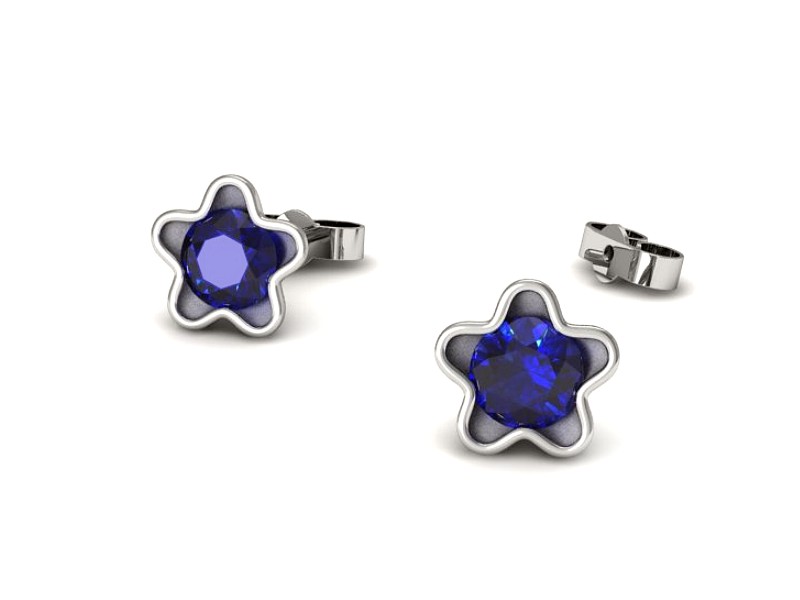 Złote kolczyki z szafirami białe złoto - k16386bszc — zdjęcie 3