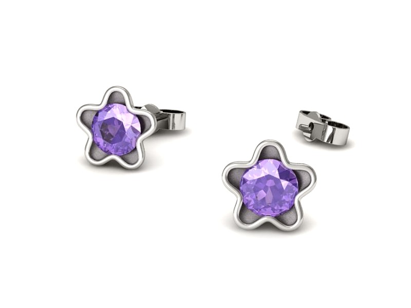 Złote kolczyki z tanzanitami białe złoto - k16386bt — zdjęcie 3