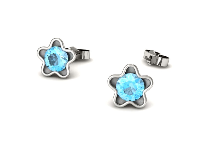 Złote kolczyki z topazami białe złoto - k16386btp — zdjęcie 3