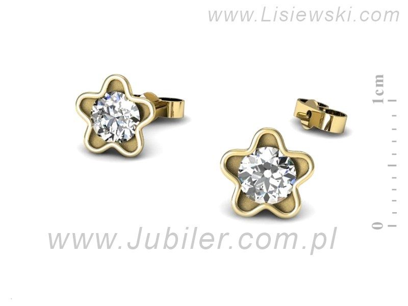 Złote kolczyki z brylantami żółte złoto - k16386z — zdjęcie 3