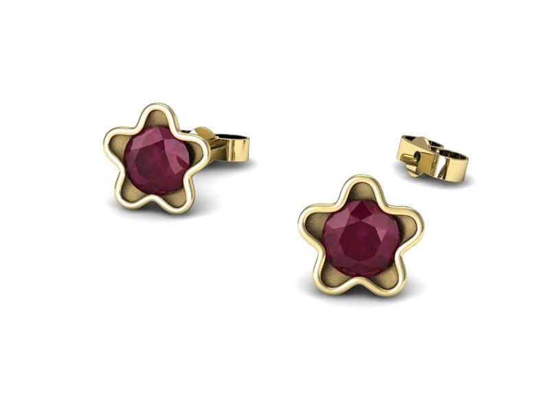 Złote kolczyki z rubinami żółte złoto - k16386zr — zdjęcie 3