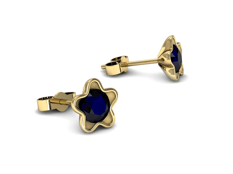 Złote kolczyki z szafirami żółte złoto - k16386zsz — zdjęcie 2