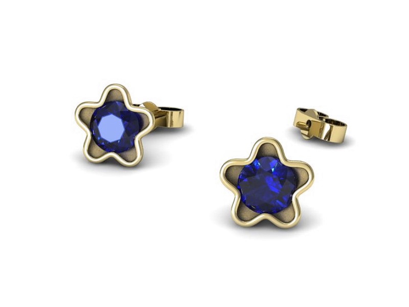 Złote kolczyki z szafirami żółte złoto szafir - k16386zszc — zdjęcie 3