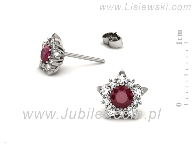 Złote kolczyki z rubinami i brylantami - k16407br — zdjęcie 3