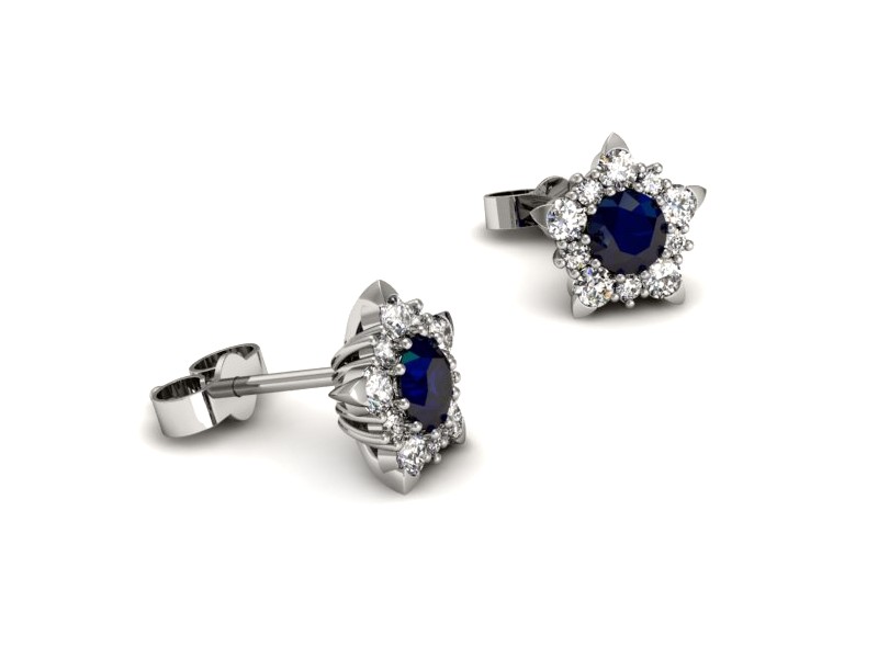 Kolczyki z szafirami i brylantami białe złoto - k16407bsz — zdjęcie 2