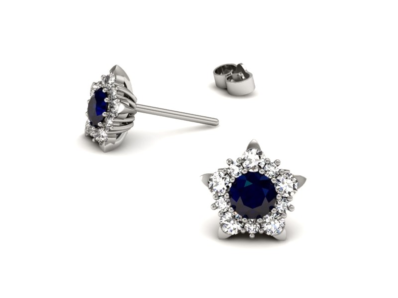 Kolczyki z szafirami i brylantami białe złoto - k16407bsz — zdjęcie 3