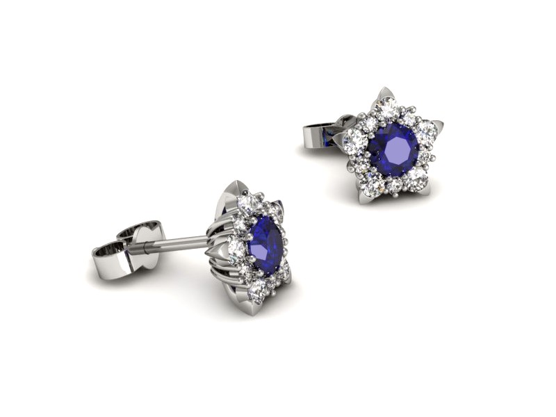 Kolczyki z szafirami i brylantami - k16407bszc — zdjęcie 2