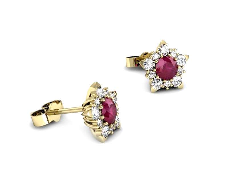Kolczyki z rubinami żółte złoto z brylantami - k16407zr — zdjęcie 3