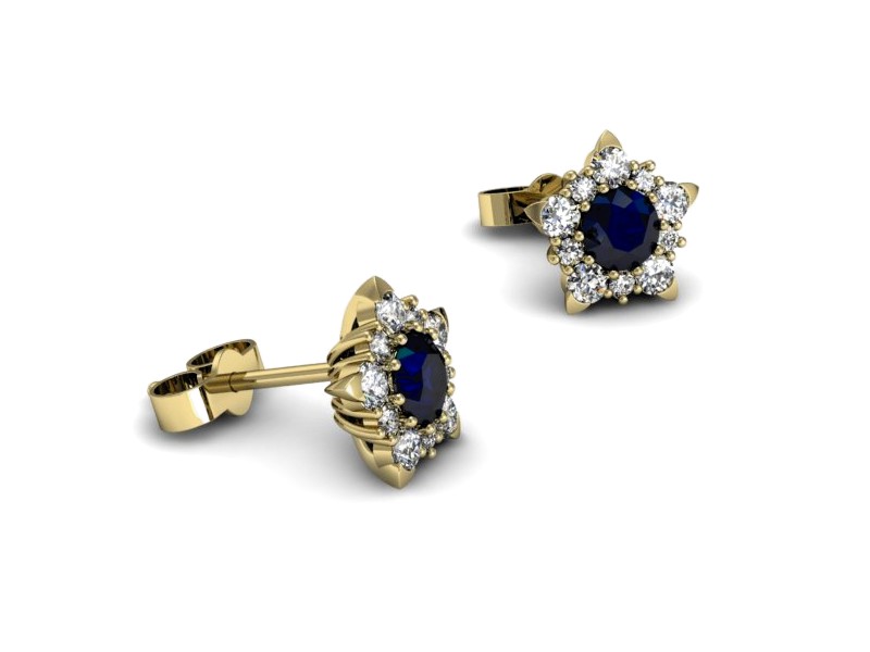 Kolczyki z szafirami żółte złoto i brylantami - k16407zsz — zdjęcie 2