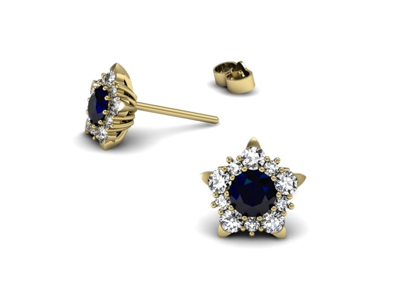 Kolczyki z szafirami żółte złoto i brylantami - k16407zsz — zdjęcie 3