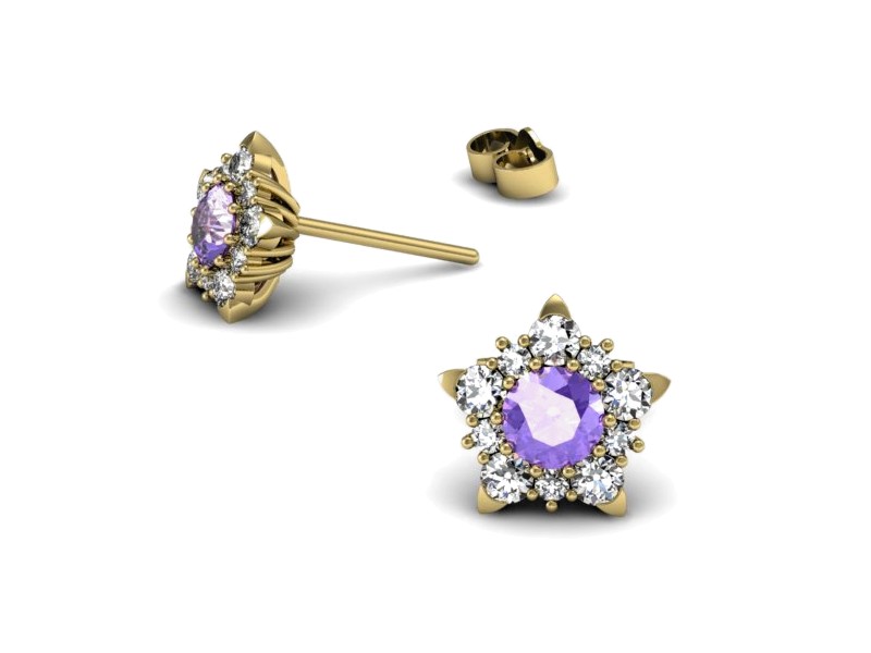 Kolczyki z tanzanitami i brylantami żółte złoto - k16407zt — zdjęcie 3