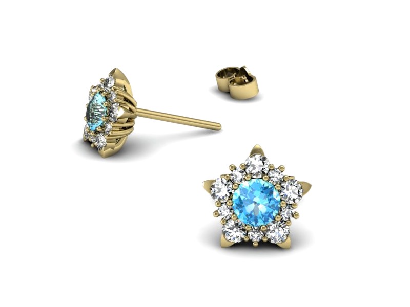 Kolczyki żółte złoto z topazami i brylantami - k16407ztp — zdjęcie 3