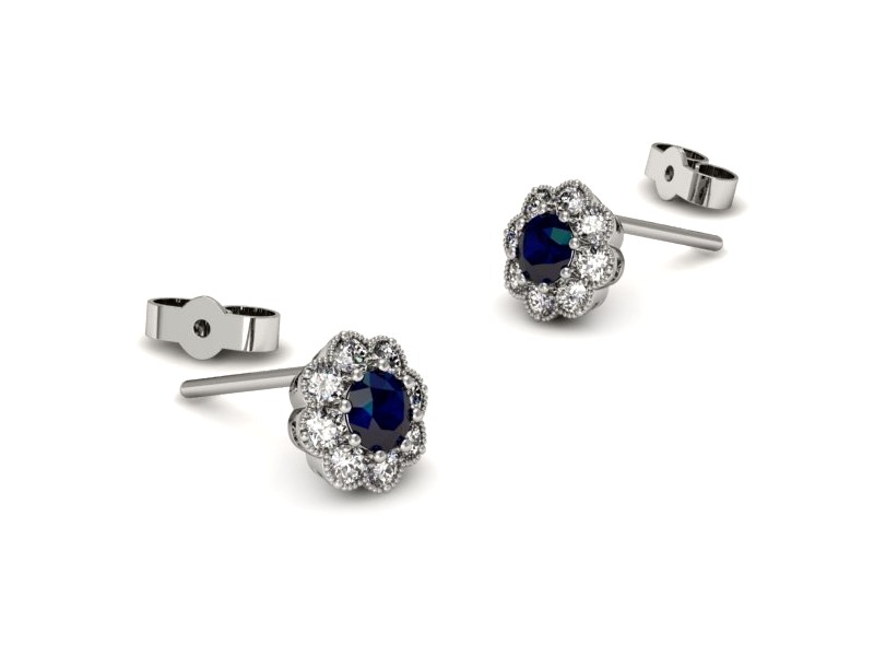 Kolczyki z szafirami i brylantami białe złoto - k16478bsz — zdjęcie 3