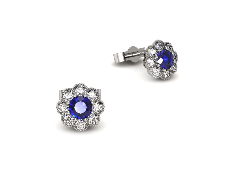 Kolczyki z szafirami i brylantami - k16478bszc — zdjęcie 2