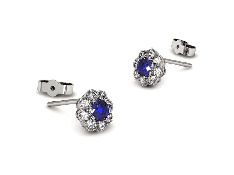 Kolczyki z szafirami i brylantami - k16478bszc — zdjęcie 3