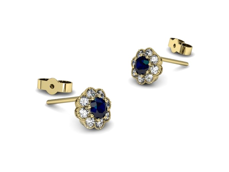 Kolczyki z szafirami żółte złoto i brylantami - k16478zsz — zdjęcie 3