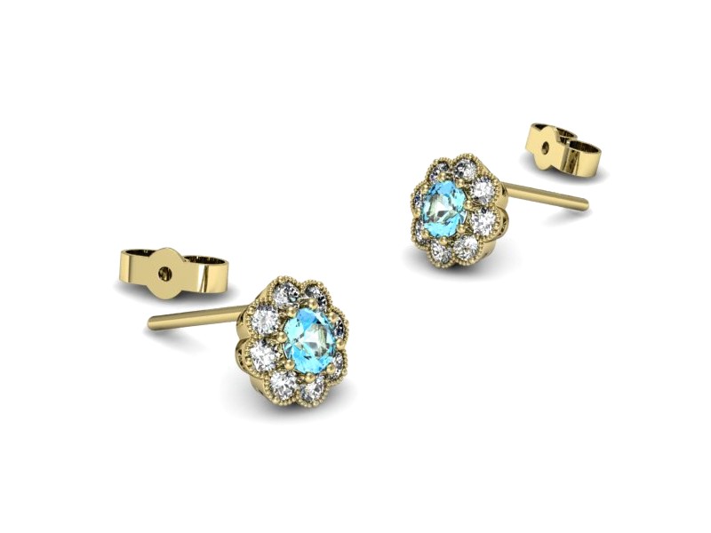 Kolczyki żółte złoto z topazami i brylantami - k16478ztp — zdjęcie 3