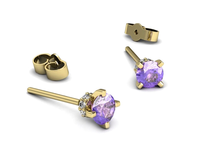 Złote kolczyki z tanzanitami i brylantami - k16596zt — zdjęcie 2