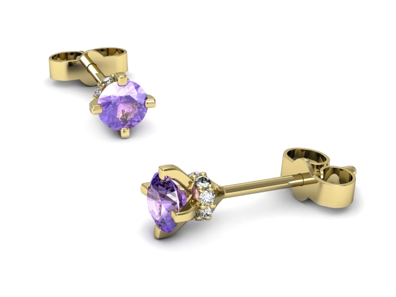 Złote kolczyki z tanzanitami i brylantami - k16596zt — zdjęcie 3
