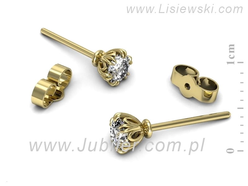 Złote kolczyki z brylantami żółte złoto - k16603z — zdjęcie 3