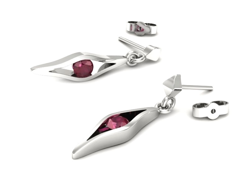 Złote kolczyki z rubinami białe złoto - k16633br — zdjęcie 3