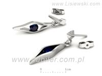 Złote Kolczyki z szafirami białe złoto 585 - k16633bsz- 3