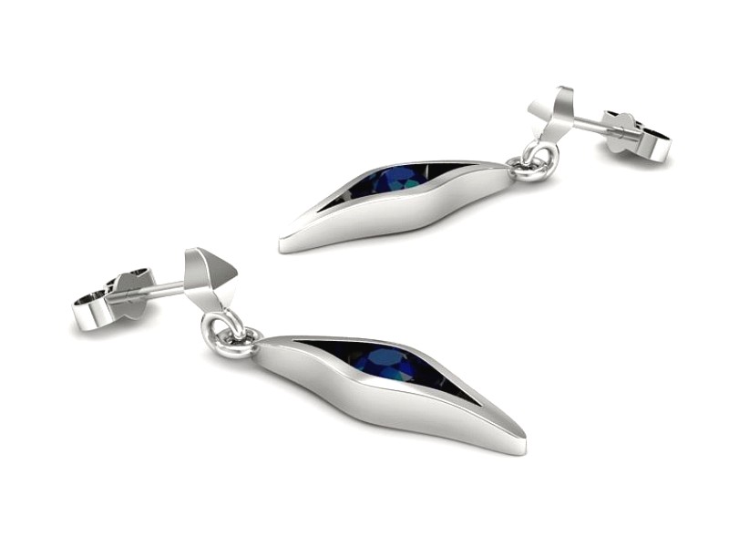 Złote kolczyki z szafirami białe złoto - k16633bsz — zdjęcie 3