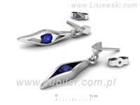 Złote Kolczyki z szafirami białe złoto 585 - k16633bszc- 3