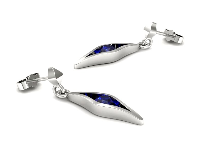 Złote kolczyki z szafirami białe złoto - k16633bszc — zdjęcie 3