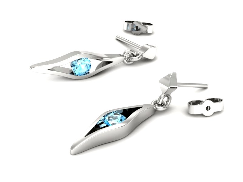 Złote kolczyki z topazami białe złoto - k16633btp — zdjęcie 3