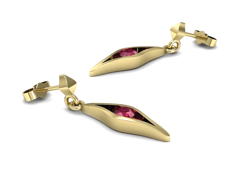 Złote kolczyki z rubinami żółte złoto - k16633zr — zdjęcie 3
