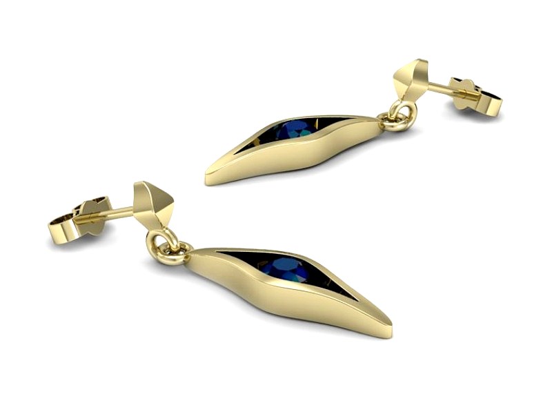 Złote kolczyki z szafirami żółte złoto - k16633zsz — zdjęcie 3