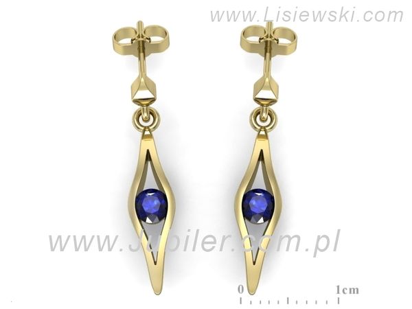 Złote Kolczyki z szafirami żółte złoto szafir - k16633zszc- 1