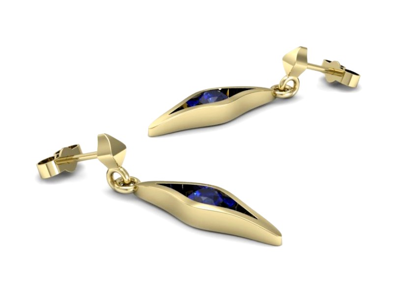 Złote kolczyki z szafirami żółte złoto szafir - k16633zszc — zdjęcie 3