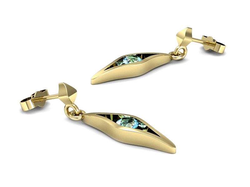 Złote kolczyki żółte złoto z topazami - k16633ztp — zdjęcie 3