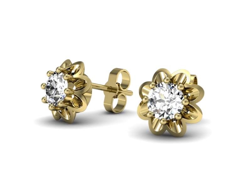 Złote kolczyki z brylantami żółte złoto - k20030z — zdjęcie 3