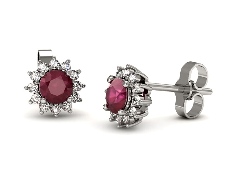 Złote kolczyki z rubinami i brylantami - k20052br — zdjęcie 3