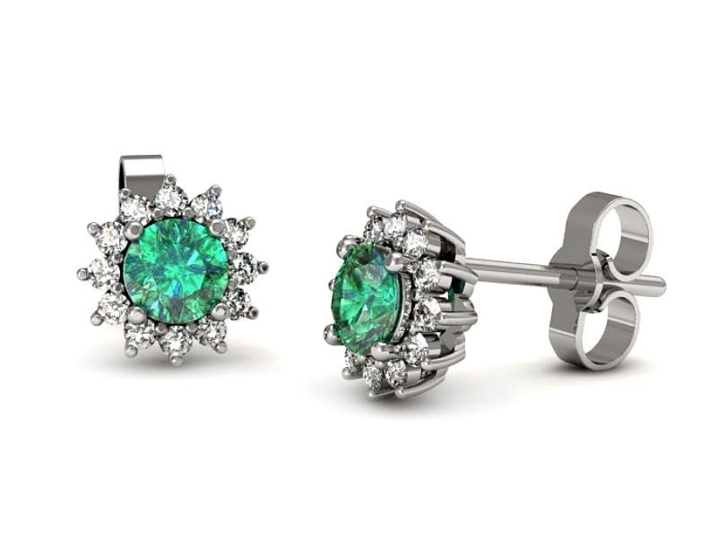 Złote kolczyki ze szmaragdami i brylantami - k20052bsm — zdjęcie 3