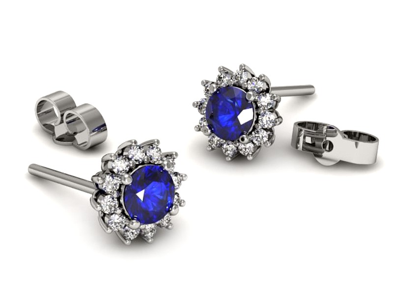 Złote kolczyki z szafirami i brylantami - k20052bszc — zdjęcie 2