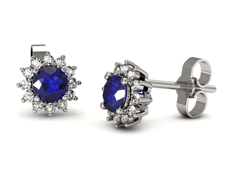 Złote kolczyki z szafirami i brylantami - k20052bszc — zdjęcie 3