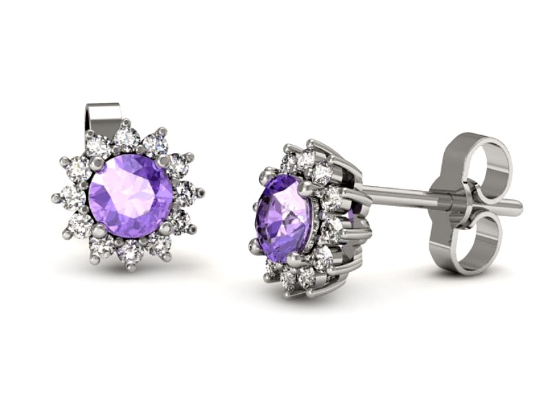 Złote kolczyki z tanzanitami i brylantami - k20052bt — zdjęcie 3