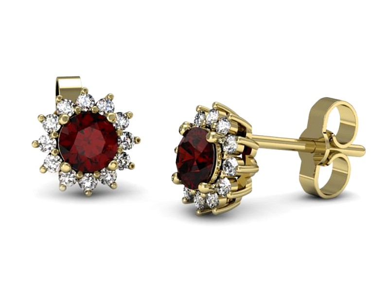 Kolczyki z granatami i brylantami żółte złoto - k20052zgr — zdjęcie 3